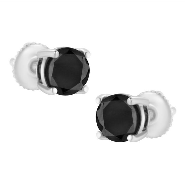 1/2 cttw, H-I & Black Color, I2-I3 & Treated Clarity Round Black & White Diamond Unisex Square Stud Earrings 925 Sterling Silver 